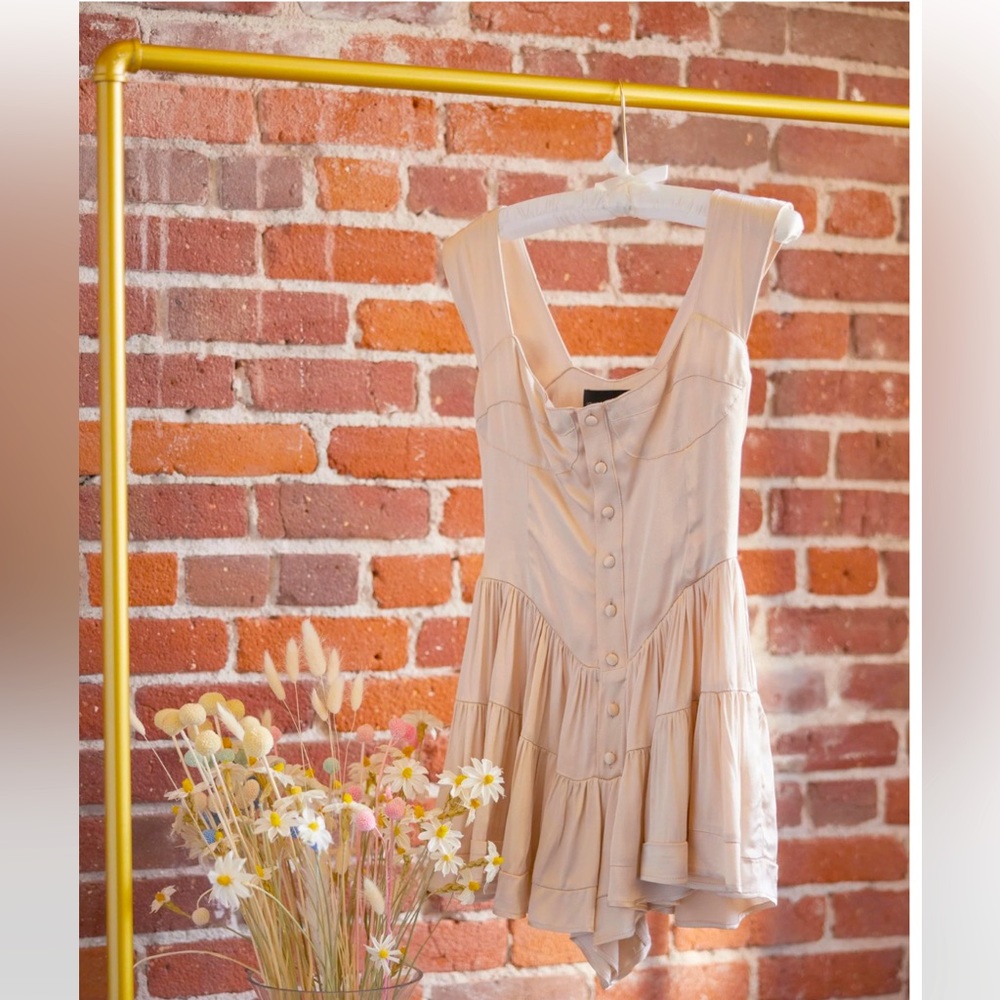 THE ELISABETH ROMPER DRESS - CREAM SATIN